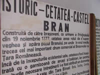 inscriptie interior .. istoria castelului Bran